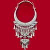 Miao Silver-Plated Gem Rhinestone Tassel Necklace for Hanfu Dance