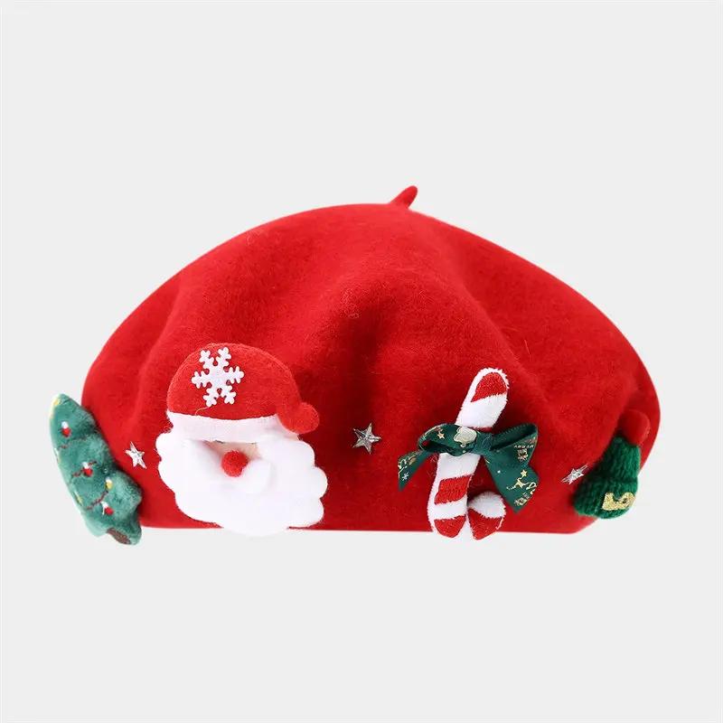 LDSLYJR Autumn Winter Cotton Cartoon Warm Beret Painter Hat Octagonal Hat Women and Girl 02