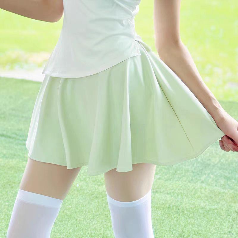 

Golf Slim-fitting Suit Women s Korean Quick-drying Breathable Elastic Short-sleeved Waist-closing Lapel Fashionable Short Skirt XL