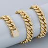 Hip-Hop Heavy Cuban Link Chain Set Man Bracelet Necklace Luxury Gold Color Stainless Steel & Full CZ Men's Necklace & Bracelets Sets