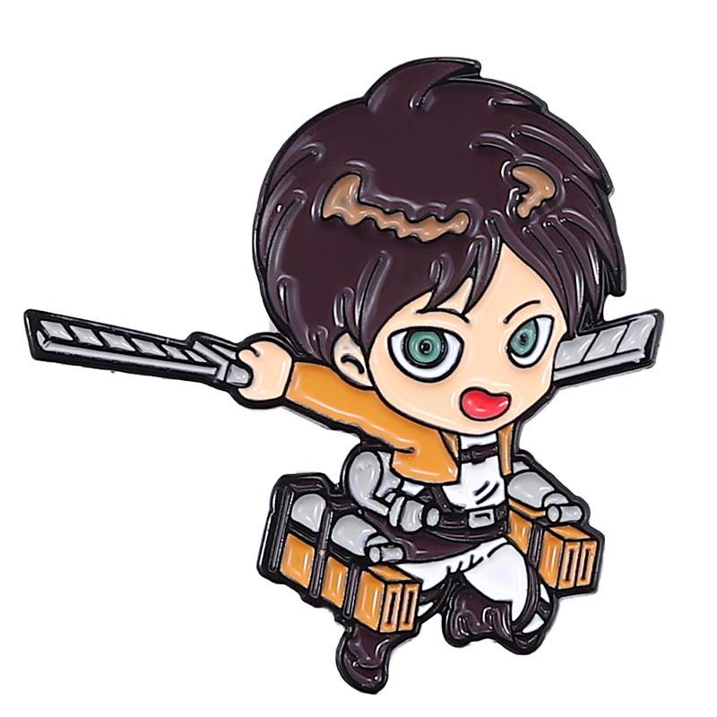 

Cartoon Giant Anime Character Brooch Featuring Eren Yeager Design In Metal Alloy XZ6102