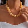Smudge Effect Resin Beaded Chokers Multi Color Acrylic Pendant Chain Beaded Necklace  Daily Wear