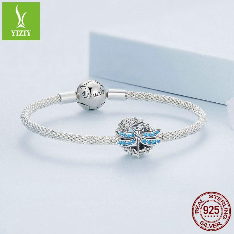 Blue Dragonfly Diy Bracelet Beaded, Pastoral Small Fresh S925 Silver Insect Beads Loose Beads