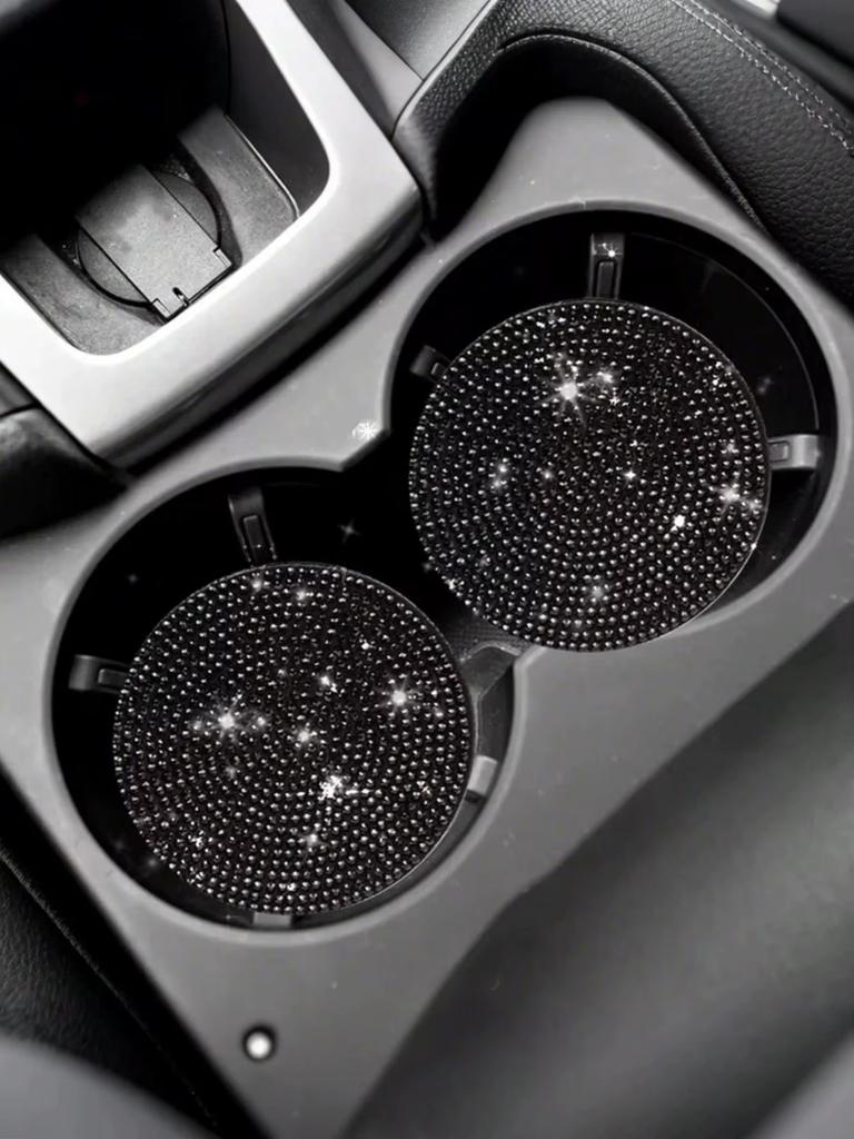 Car coaster with crystal - anti slip, heat-resistant, elegant diamond like design, light luxury shining, beautiful car interior
