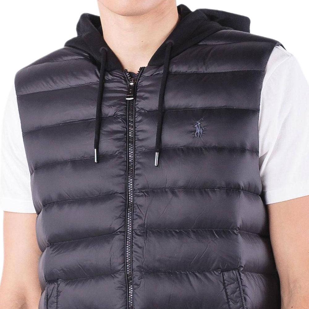 Polo Ralph Lauren Small Pony Logo Embroidered Hooded Knit Color Block Sleeveless Down Vest Men Vest 710760726-002