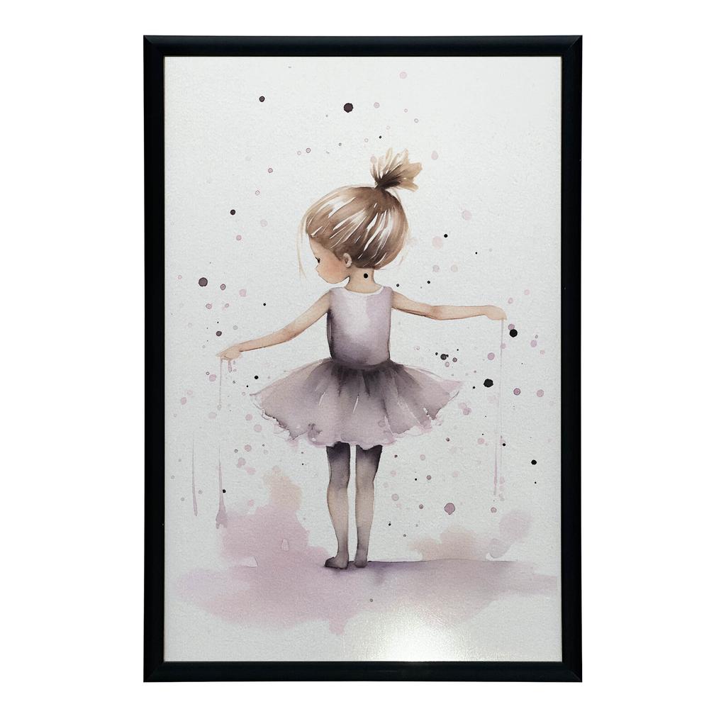 Tańcząca Balerina - Różowa Magia Tańcząca Balerina - Różowa Magia, 30X40 Cm, Rama Aluminiowa Złota, Papier Matowy 230 Gsm