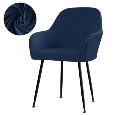Navy Blue Elastic Velvet Bucket Chair Cover with Armrests [17W-Grn]