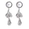 Yhpup Vintage Stainless Steel Metal Flower Drop Dangle Earrings Fashion Imitation Pearl Temperament Charm Stylish Golden Jewelry