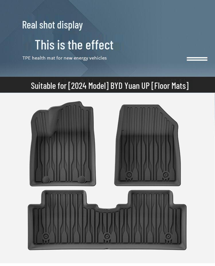 Eco-friendly TPE Floor and Seat Back Mats for 2024-2025 BYD Yuan UP, Including Trunk Mat