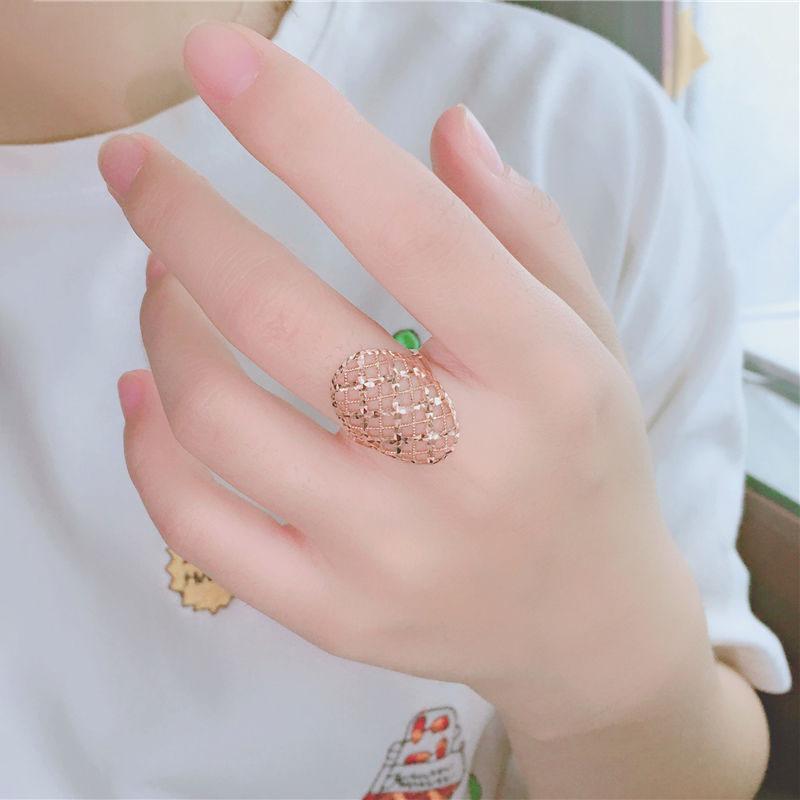 Purple Gold Car Flower Gypsy Ring Retro Wide Version Rose Gold Plated Hollow Ring Jewelry For Women