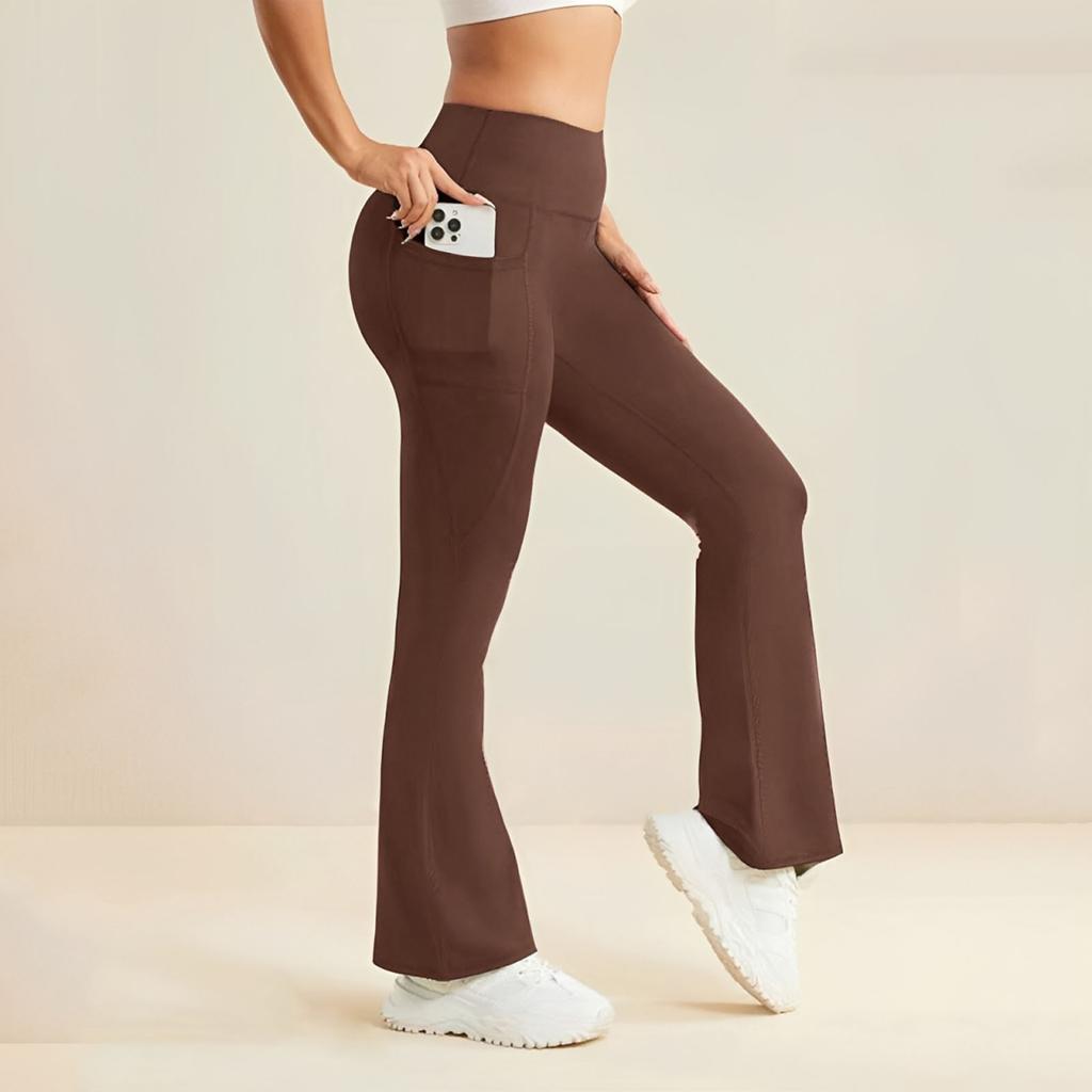 High Waist Flare Yoga Pants with Pockets for Women Stretch Bootcut Athletic Workout Pants Tummy Control Leggings