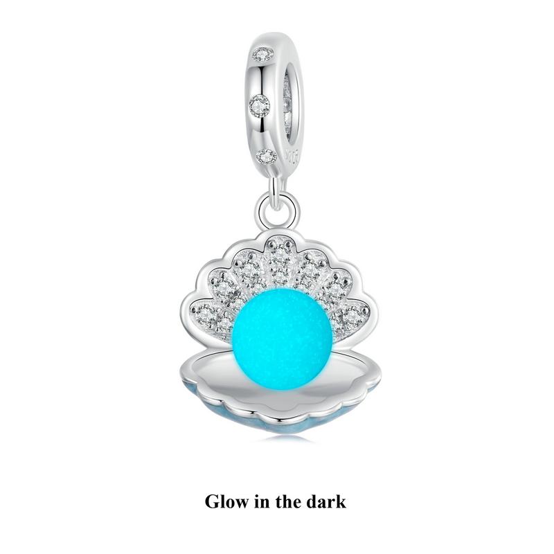 WOSTU 925 Sterling Silver Ocean Series Blue Turtle Charms Shell Pendant Crab Seaweed Beads for Women Fit DIY Bracelet Necklace