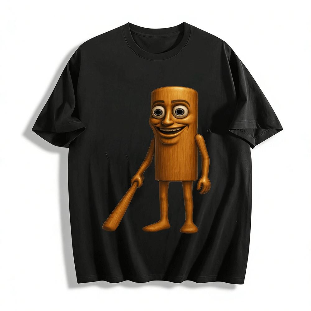 

Funny Wooden Humanoid Bat Print Casual Top Pure cotton T-shirt XXS