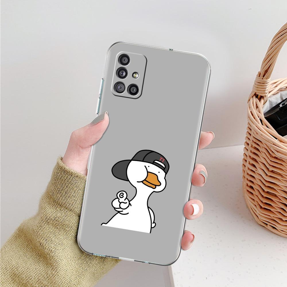 Case For Samsung A15 A13 A35 A55 A51 A71 A41 A31 A21S A05 A17 A23 A25 A33 A53 A73 5G A07 4G Cover Funny Cute Duck Fashion Couple