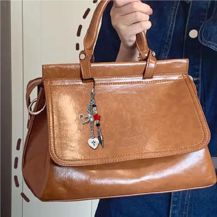 Shell Fish Tail/Bass/Heart Needle Keychain Colorful Beaded Phone Charm Bag Pendant Decoration for Women and Girls