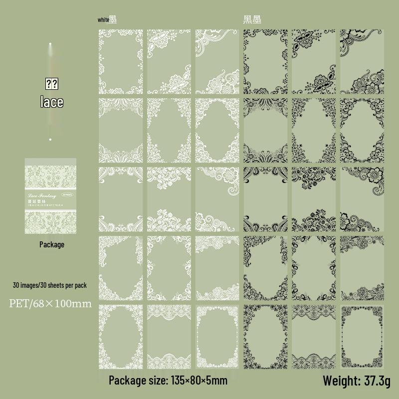 Beautiful Day Lace Fantasy Sticker Book: Retro Journal Decor with 6 Designs