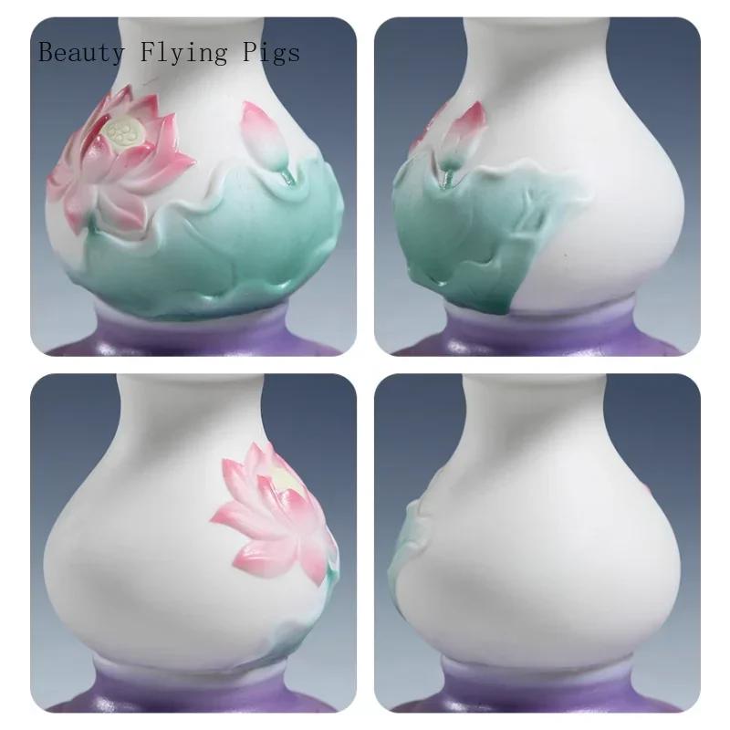 1 buc suport ceramic de lumânare de casă pictat manual, lampă cu unt, suport de lampă lotus, ornament feng shui, accesorii de decorare a camerei