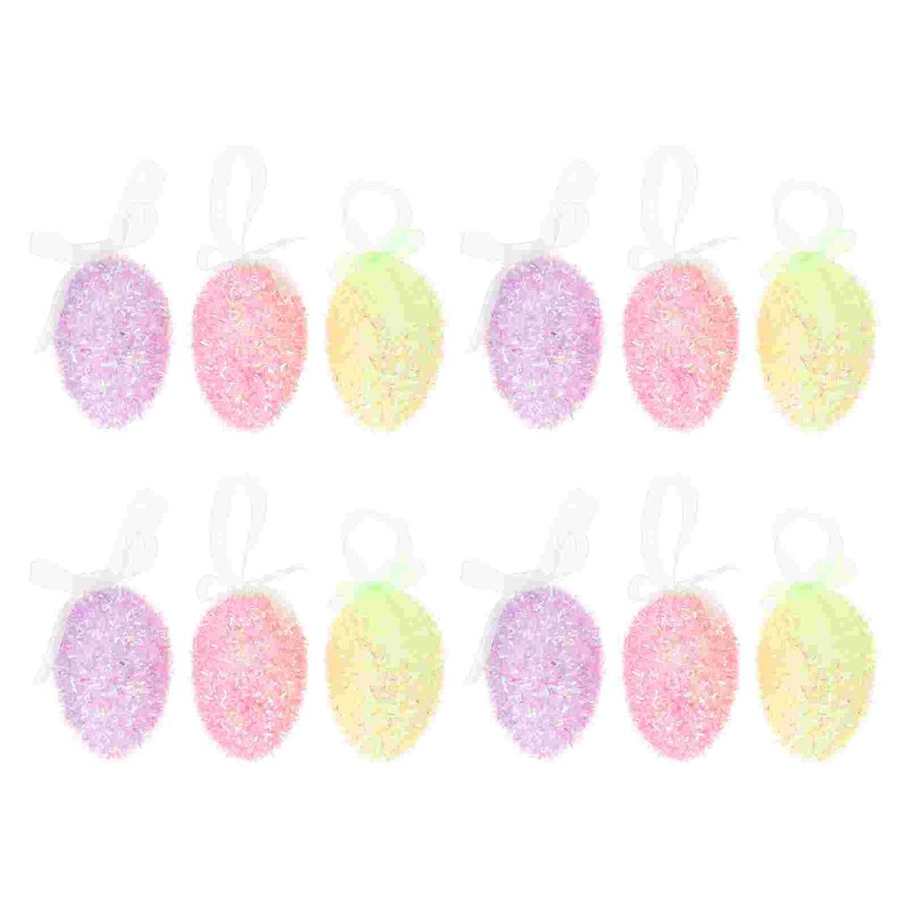12 Pcs Eggs Easter Hanging Decorations Ornaments Decorating Pendant for Decorate Party Adornments