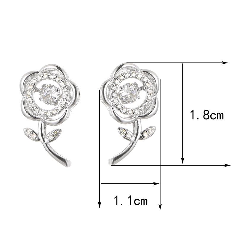 Korean Dongdaemun Sunflower Sterling Silver Rhinestone Earrings