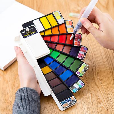 Set Profesional de Pintura Acuarela Sólida de 12/18/24 Colores Pigmento de Color al Agua Con Pincel de Agua Para Materiales de Arte Escolar