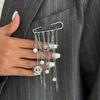 Rhinestones Pearls Brooch With Removable Alloy Chain For Pants Decoration And Fashion Accessories