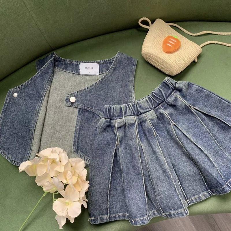 

Trendy Girl s Outfit Set 2023 Korean Style Autumn Denim Three Piece Clothing For Kids StyleB,90cm/35.43in