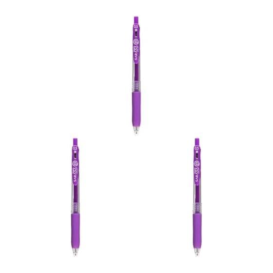 Zebra Sarasa Clip Gel Pen, 0.5mm, Purple, JJ15-PU (3 Pack), Pigment Ink, Water-Resistant, Light-Resistant, Smooth Writing, Binder Clip, Knock Type