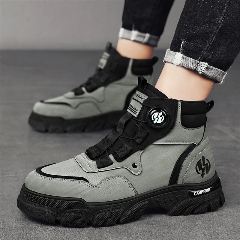 Autumn Shoes for Men Short Boots High Tops Leather Casual Shoes Fashion Desert Ankle Boots