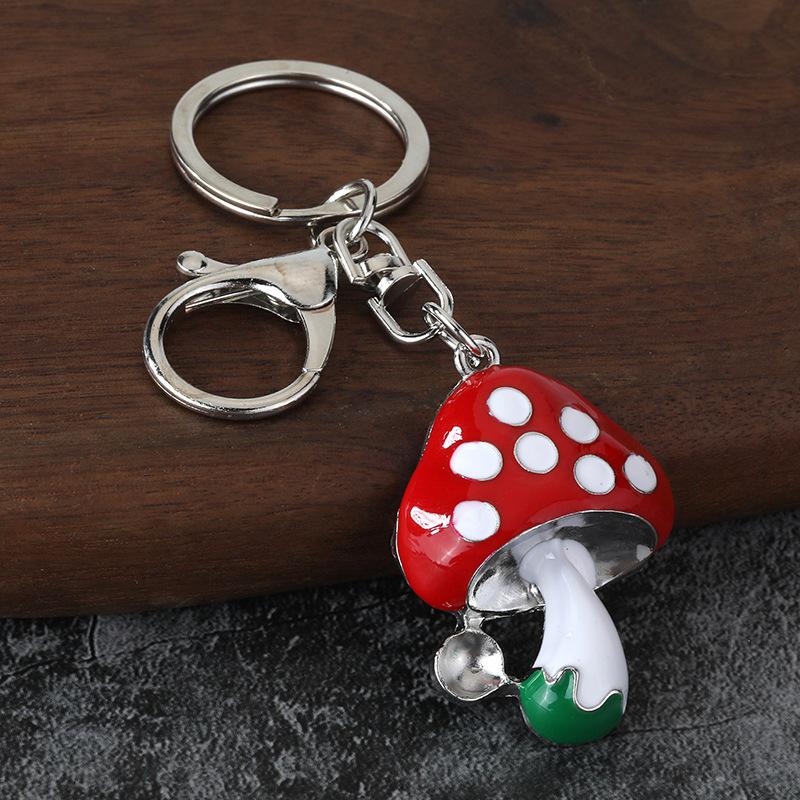 Colorful Enamel Mushroom Keychain Cute Cartoon Charm Key Ring For Bag Decoration Gift
