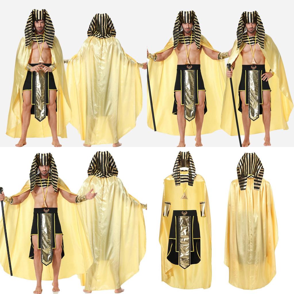 Egyptian Pharaoh Cos Costume For Adults Perfect For Halloween Party Polyester Fiber Material
