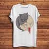 Yin Yang Tai Chi Meow,Black and White YinYang Cats Funny T Shirt,Men Casual Short Sleeve Tshirt