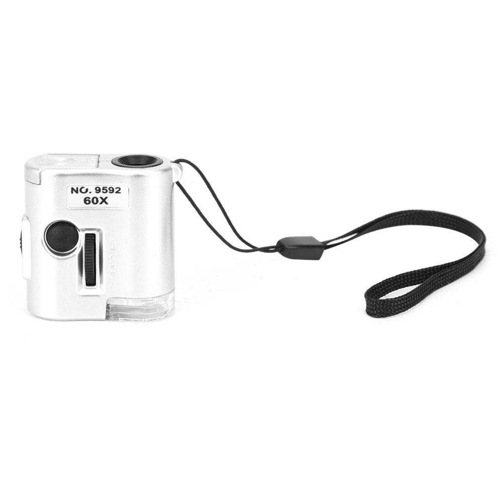 

60X Mini Microscope Pocket Loupe Magnifying Glass LED Counterfeit Detector Magnifier
