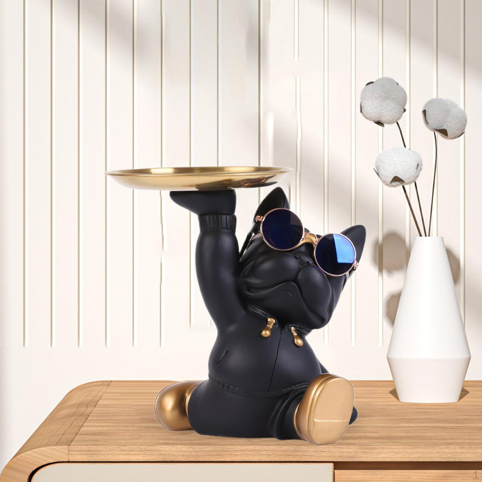 

Статуя бульдога, фигурка животного с лотком для хранения ключей, настольное украшение для гостиной