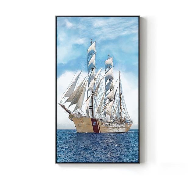 Sailboat Backlight Posters and Prints Ocean Landscape Canvas Paintings Wall Art Picture Home Decor for Living Room Bedroom