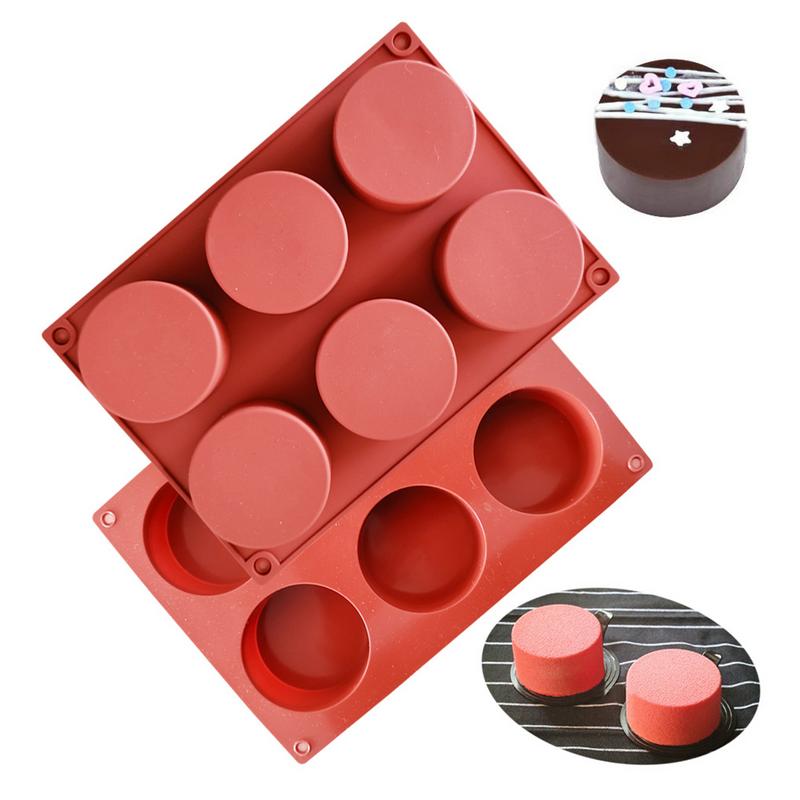 6 Roosters Anti-aanbak Rond DIYs Jelly Pudding Snoep Vormen Multifunctionele Voedselkwaliteit Siliconen Taart Vormen Keuken Bakplaat Gereedschap