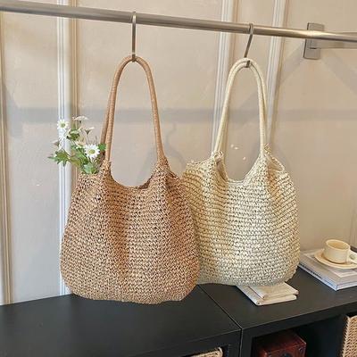 Borsa a tote in paglia di grande capacità borsa a spalla da donna