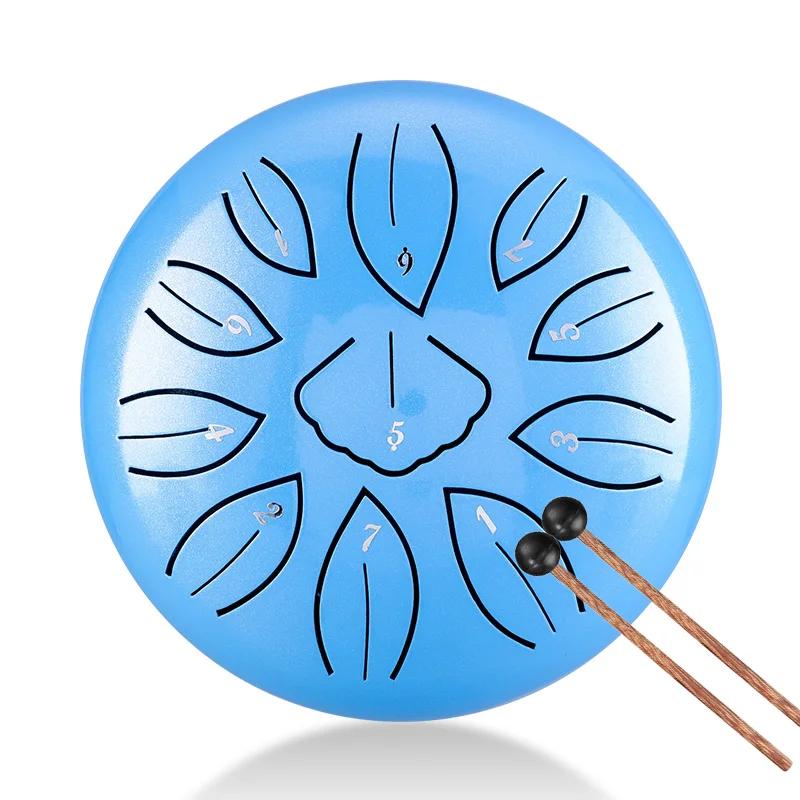 Hluru Glucophone Steel Tongue Drum 6 Inch 11 Notes C5 Key Drums Tone Ethereal Hand Pan Drum Instrument Musical Instruments