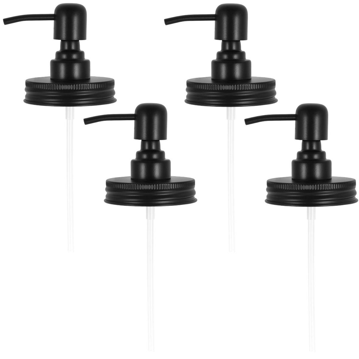 4Pcs Mason Jar Soap Dispenser Lids with Pumps Sealing Bottles Lid Mason Jar Lid Jar Caps Liquid Soap Dispenser Lids Canning Lids чёрный