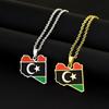 Stainless Steel Libya Flag Pendant Necklace Stylish Libya Map Necklace Durable Neck Jewelry Stainless Steel Material
