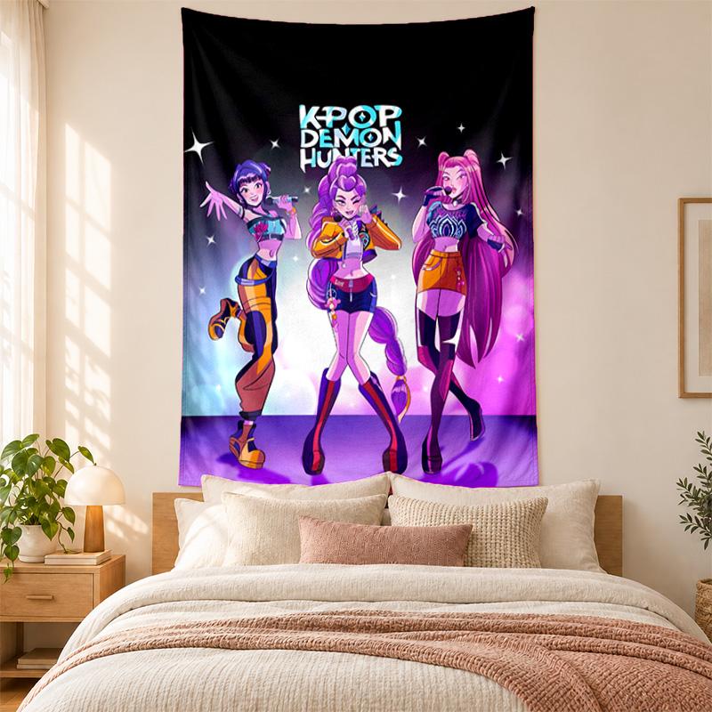 Kpop Dämonenjäger Wandteppich hohe Qualität zur Dekoration von Wohnzimmer Schlafzimmer Studentenwohnheim Wänden ideal als Schlafzimmer Wandkunst oder Weihnachtsgeschenk