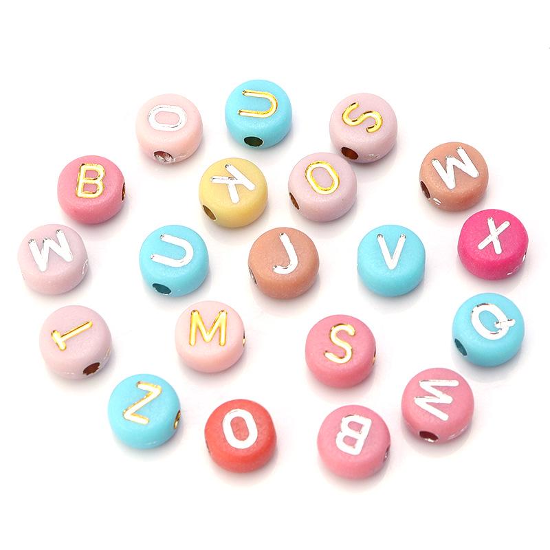 Acrylic Luminous Letter Beads, Multi-Style, 100 Pcs/bag for DIY Bracelets