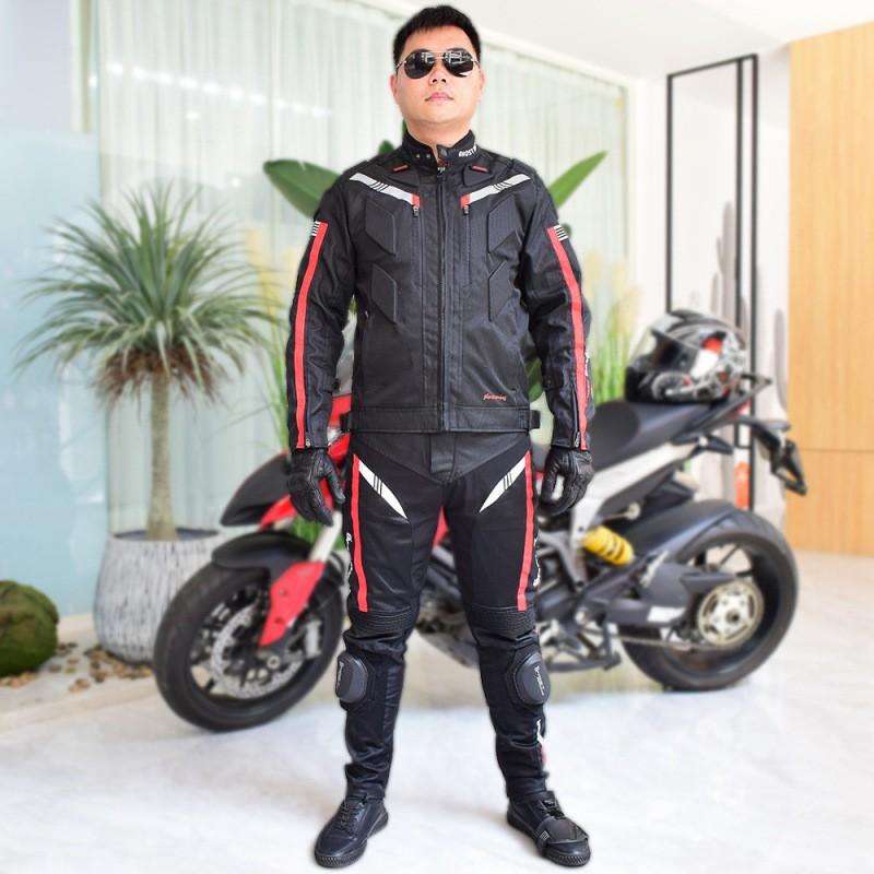 Mens Motorcycle Riding Jacket Pants Set Protective Gear Anti-Fall Breathable Nylon Racing Suit Street Sport Touring