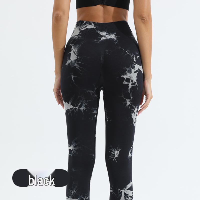 Dámske Joga Nohavice s Vysokým Pásom a Tie-Dye Vzorom - Broskyňové Zadky, Zdvíhajúce Boky, Trendy Fitness Oblečenie