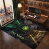 John Deere Personalisierter Kristall-Samt-Teppich, Benutzerdefinierter Namens-Text Weicher Anti-Rutsch-Teppich für Wohnzimmer Schlafzimmer
