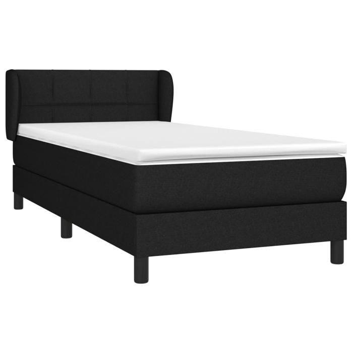 3126207 vidaXL Lit à sommier tapissier avec matelas Noir 90x190 cm Tissu