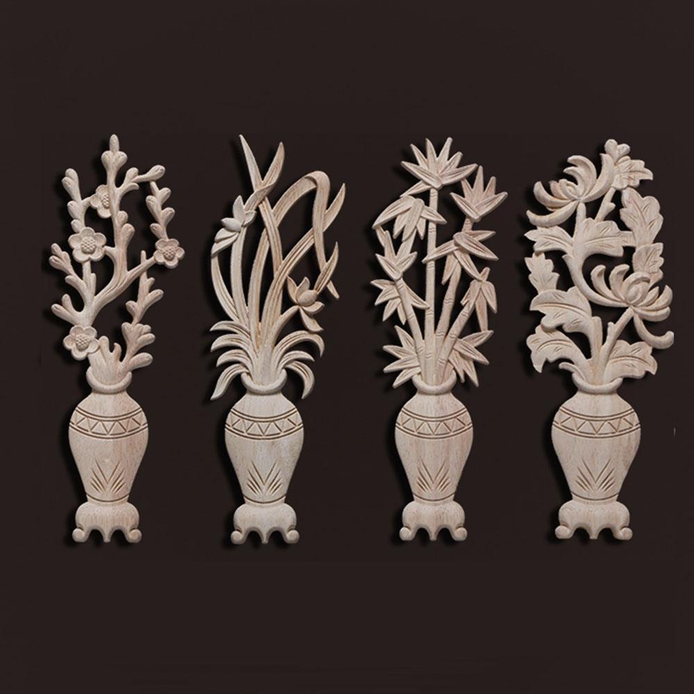 Europe Wood Appliques Onlays Decorative Wood Decals For Furniture Carving Decoration Wall Doors Cabinet Furniture Home Decor