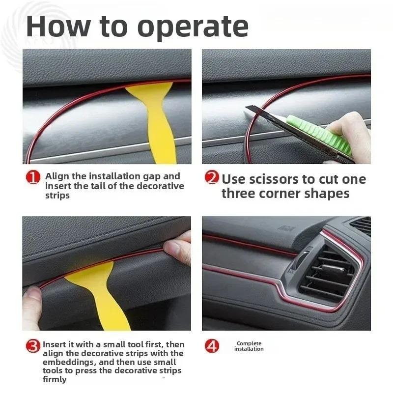 Auto-Zierleisten Streifen DIY Flexibel Kratzfest Linien 5m Dekorationsstreifen Armaturenbrett Auto-Styling Zubehör 202 Für Ein Set