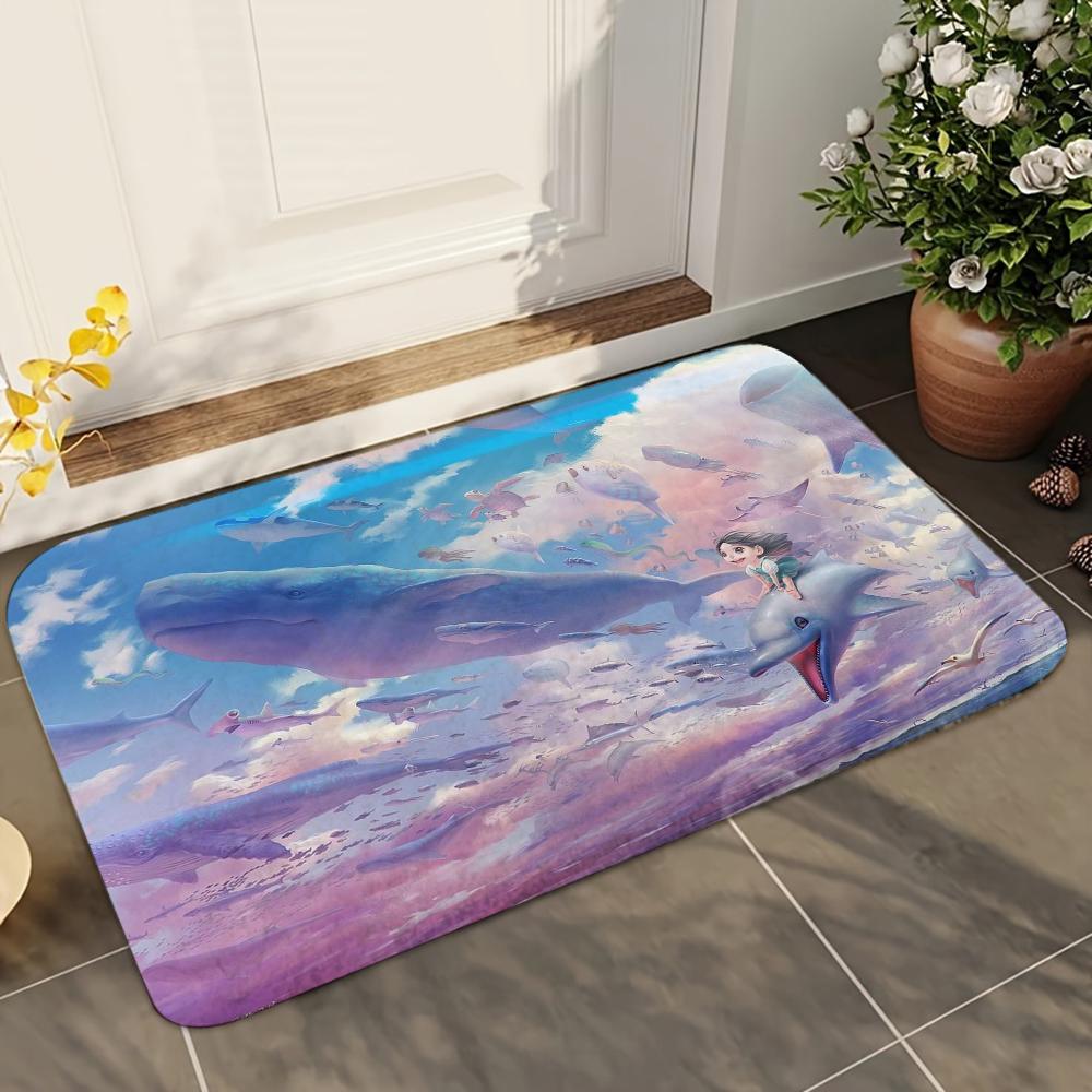 

1 шт. Коврик для ванной комнаты The Sky Dolphin, впитывающий, противоскользящий, товары для домашнего декора, ковры, коврики для пола для дома, кухни 40x60cm