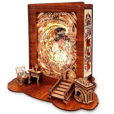 FUNPOLA Alice In A Journey Through Time 3D 3D Puzzle Night DIY Wooden Home Educational Fairy for Kids and Includes Japanese 71 Pieces Wonderland