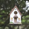 Rustic Hanging Bird House for Outdoor Garden - Handcrafted Wooden Bird Nest with Roof, Weather-Resistant Wild Bird Feeder